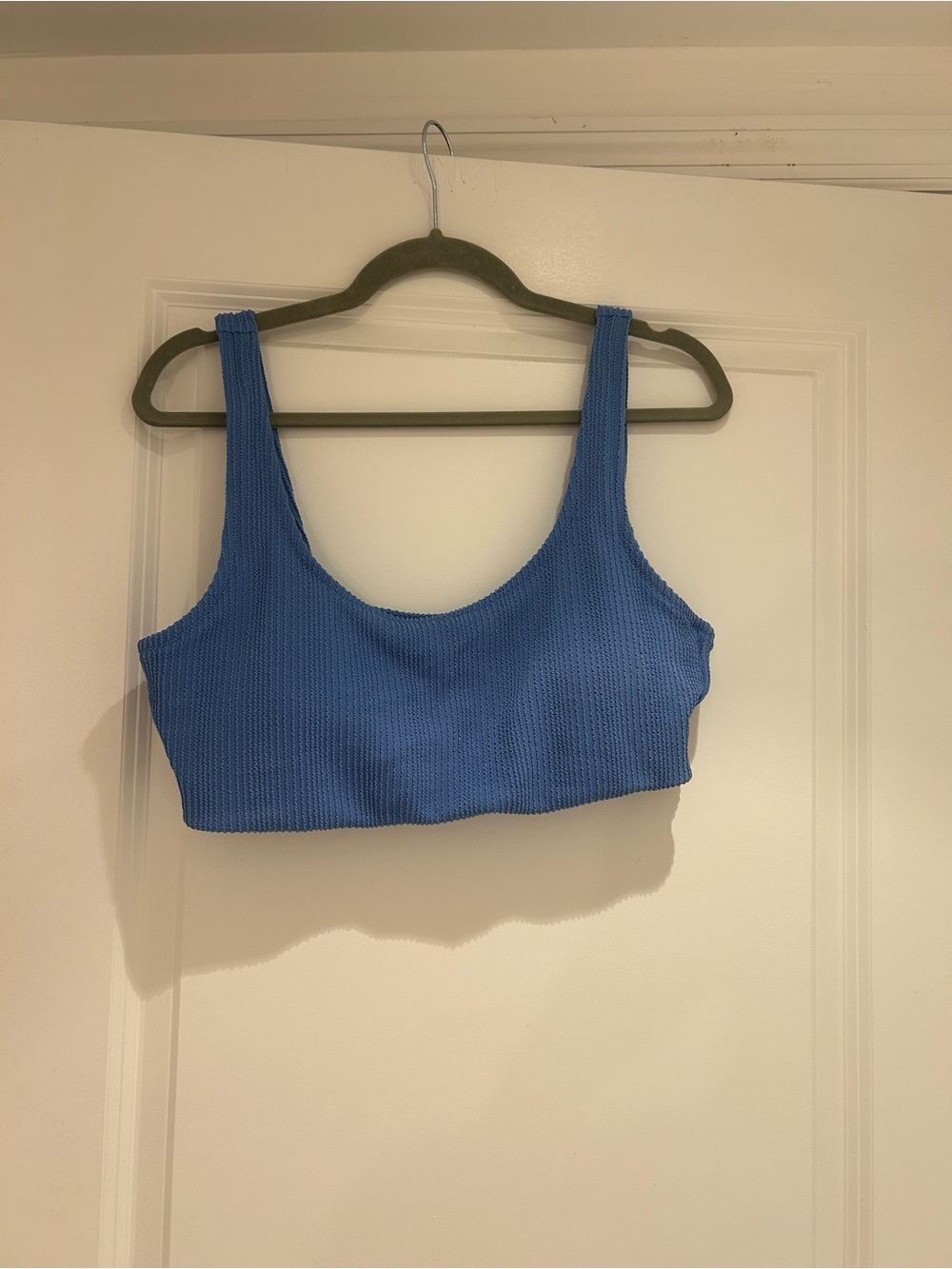 Blue Ribbed Swimsuit Top